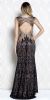 Gold Lace Accent Artistic Pattern Long Prom Pageant Dress back